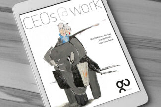 Illustrationen für das "Handelsblatt" von Andi Goral. Der Katalog "CEOs@work"